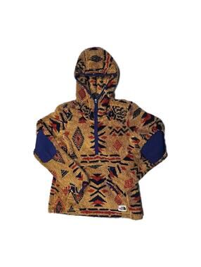 The North Face Campshire Fleece Brown Aztec 1/4 Zip Hooded Pullover - Womens XS